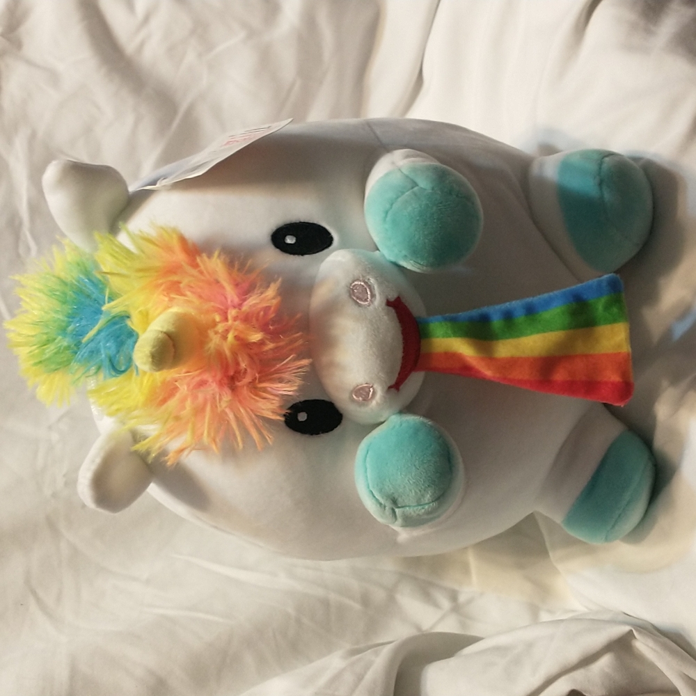 Fiesta Rainbow White Soft Unicorn Stuffed Animal Plush 11”with tags